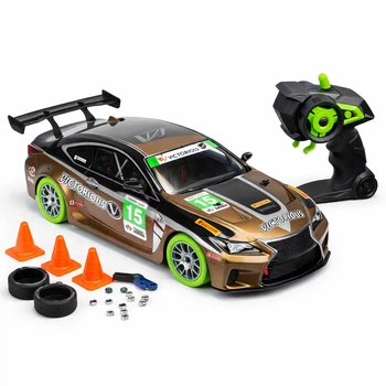 Машинка на радиоуправлении ProjectX Toyota GT86 4WD 46 см с подсветкой и дрифт-шинами Розово-коричневая для профессиональных гонок 1:10