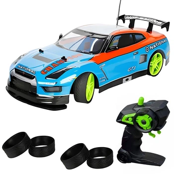 Радиоуправляемый дрифт-кар ProjectX Nissan 350Z 4WD 1:10 синий с подсветкой и полным приводом для скоростного пилотирования и маневров на трассе