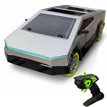 Радиоуправляемый пикап ProjectX Tesla Cybertruck 1:10 4WD с подсветкой и дрифт-шинами Серый – полноприводная модель для скоростных заездов