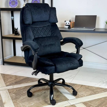 Кресло компьютерное FC-117-1 DEXON LUX из велюра, с поясничной подушкой, Черный