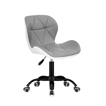 Кресло офисное 4Points Diamond Leida chair (C-006) с эко-кожи, черная металлическая основа, Серый-Белый