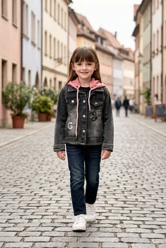 Куртка джинсова з капюшоном та стразами Kiddo Сірий розмір 122 (KIDDO-B45A7C433F4348F8A1CD7698EF878469)