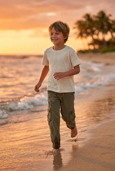 Штаны карго цвета хаки с вышивкой и накладными карманами Kiddo зеленый 128 см