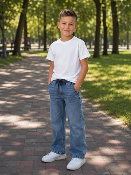 Штаны джинсовые с нашивкой на кармане Kiddo синий 92 см