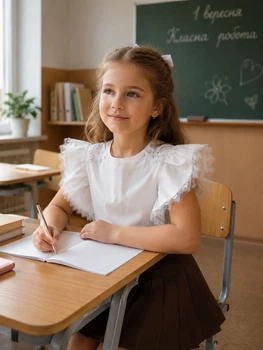 Блуза з мереживними крильцями Kiddo Молочний розмір 140 (KIDDO-AF95D9B4B6AD425E9F1C44B693D4DE50)