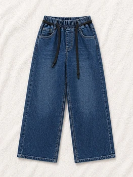 Джинсы straight-fit синие на резинке Kiddo синий 170 см