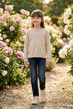 Кофта вязаная с брошкой Kiddo бежевый 134 см