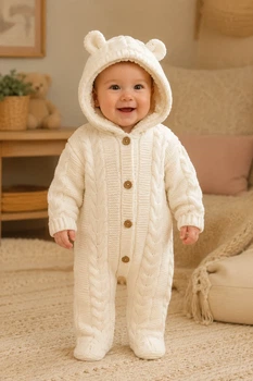 Комбинезон теплый вязаный Little Bear Kiddo молочный 80 см