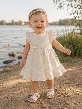 Платье муслиновое Emilia Kiddo молочный 80 см