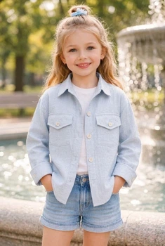 Сорочка для дівчинки «Sparkle жатка» Kiddo Блакитний розмір 140 (KIDDO-1F3ABE1EA49444CE9D89D592928AD4CA)