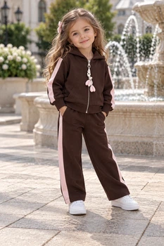 Костюм теплый Blossom Line с лампасами Kiddo шоколадный 92 см