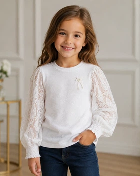 Блуза Elegant Lace Kiddo Молочний «Ажур» розмір 134 (KIDDO-61F4272F860E4CC4B963CAABD9CCB994)