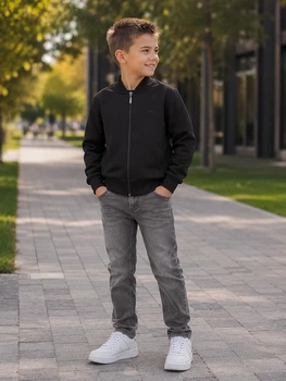 Бомбер для мальчика «Shin Black» Kiddo черный 122 см