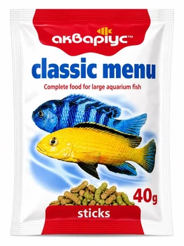 Корм для аквариумных рыб Аквариус Классическое меню, палочки (Classic menu sticks) - 40г