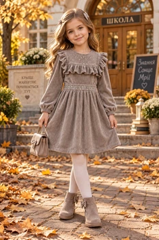 Сукня тепла Crystal Ruffle з оксамитового трикотажу Kiddo Сірий розмір 134 (KIDDO-24BA254F19984EC98046C32FB3E7D6A0)