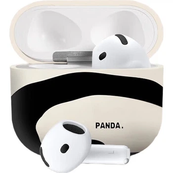 Чехол Yingkaida для AirPods 4 [Panda White], защитный чехол для наушников Apple, чехол для беспроводных Bluetooth-наушников, противоударный креативный нескользящий футляр для хранения.