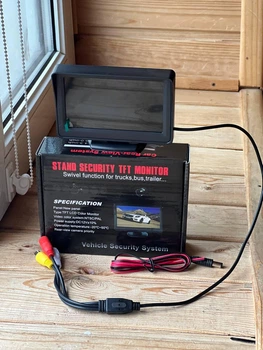 Автомобільний TFT монітор 4,3″ для камери заднього вигляду, 2 AV-входи, 12 В, складна підставка
