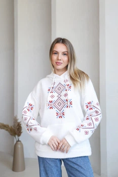 Жіноче худі з вишивкою Galychanka Ладомира S Білий (GLHUDLADBI)