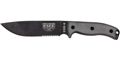 Ніж туристичний для польової кухні Esee Model 6 Gray Micarta Partially Serrated ESEE-6S-KO (knife only)