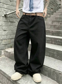Мужские базовые джинсы baggy черного цвета в широком крое M