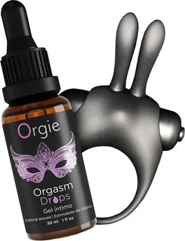 Набор Orgie Orgasmic Bunny Возбуждающие капли и эрекционное виброкольцо (5600742917847)