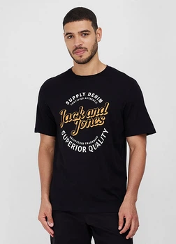 Футболка из хлопка Jack & Jones 12277717c64 L черная (100015653)
