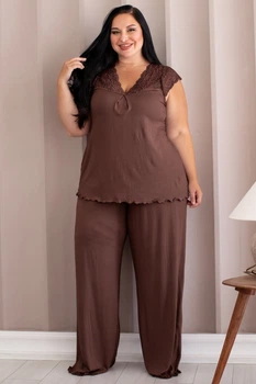 Пижама батальная трикотаж plus size с брюками Пш1280, 3XL
