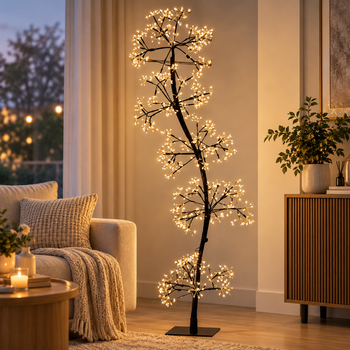 Светодиодное дерево с ветками 1.8 м, 1500 LED, теплое освещение / Дерево светодиодное на подставке / Декоративное дерево