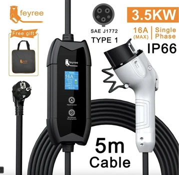 Зарядний пристрій для електромобіля Feyree EV Portable Type 1 (3,5 Квт, 5 м.)