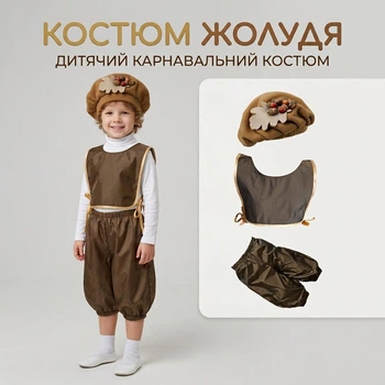 Карнавальний костюм Жолудь дитячий для свята Осені, на зріст 92-98 см