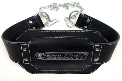 Пояс для подтягиваний с отягощением EasyFit EF-DBC-250 кожаный с цепью (до 250 кг) Черный