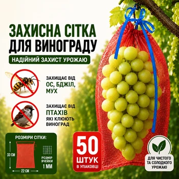 Сетка-мешок, защитная сетка для винограда 22х35 красная 50 шт 017049