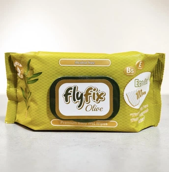 Дитячі вологі серветки FlyFix Olive, 100шт, гіпоалергенні