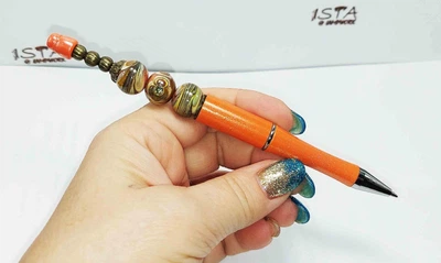 Ручка дизайнерская с авторскими бусинами с добавлением серебра 12153 ISTA Lampwork