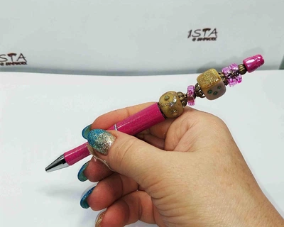 Ручка дизайнерская с авторскими бусинами с добавлением серебра 12132 ISTA Lampwork