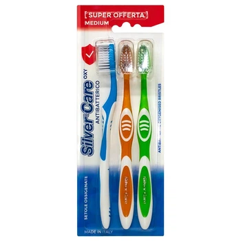 Зубна щітка Silver Care Oxy Medium антибактеріальна середньої жорсткості (3шт)