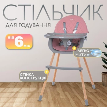 Дитячий стільчик для годування малюка зі столиком ME 1111 LUMI Pink Стілець-трансформер 2в1 для дівчинки Рожевий