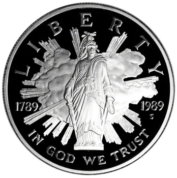 Колекційна срібна монета "Liberty - BICENTENNIAL OF THE CONGRESS" 26,73 г 1989 рік