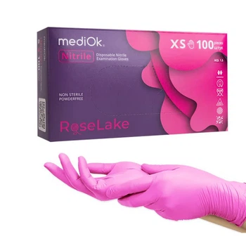 Рукавички MediOk Rose Lake нітрилові неопудрені розмір XS 100 шт рожеві (NRLM35-Q-XS)