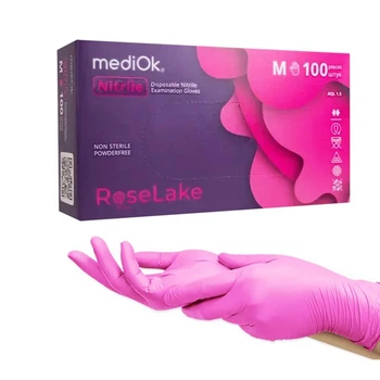 Перчатки MediOk Rose Lake нитриловые неопудренные размер M 100 шт розовые (NRLM35-Q-M)
