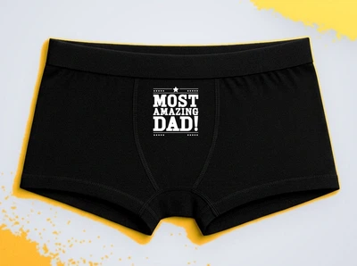 Мужские трусы-боксеры с принтом Самый удивительный папа Most amazing dad Черный L