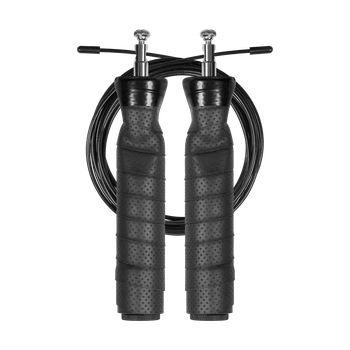 Скакалка боксерская REBEL ACTIVE с резиновой рукояткой 2x100g с металлическим подшипником 300см регулируемая (RBA-3203)