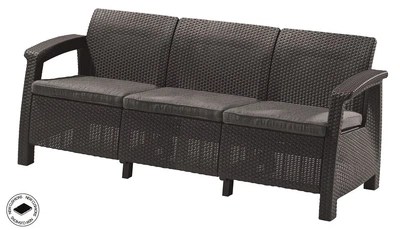 Садовый диван Keter Corfu Love Seat Max пластиковый 3-местный 182х70х79 см серый