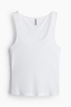 Майка в рубчик H&M 1214242003c70 XXS белая (100015345)