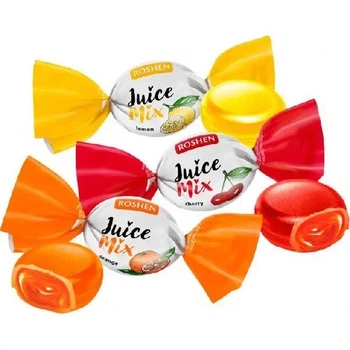 Карамель Roshen Джус Мікс льодяникова з начинкою 250г