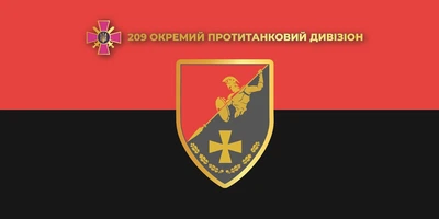 Набір прапорців з паличками "209й окремий протитанковий дивізіон УПА" 240х120 мм 10 шт