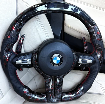 Кермо Premium BMW F Series M Performance кований карбон з LED-екраном F20 F21 F22 F23 F30 F31 F32 F33 F36 X3 F25 F26 F15 F16 червоне