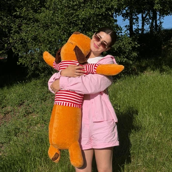 М'яка іграшка Пес Батон 100 см коричневий, велика плюшева собака-подушка
