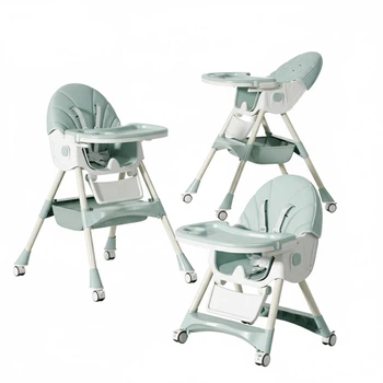 Стульчик для кормления Kidoro One (ST-6540) Green, из экокожи на колесах.