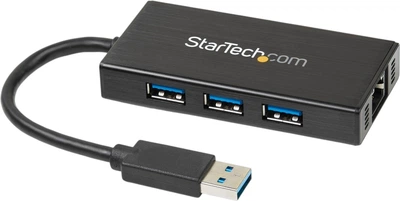 Hub USB Startech 3x USB-A 3.2 Gen 1 1x RJ-45 Black (ST3300GU3B)